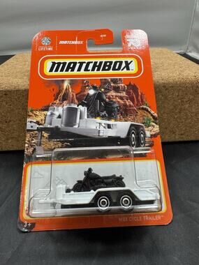 2023 Matchbox #63 MBX Cycle Trailer White with Black Cruiser 70th Anniversary